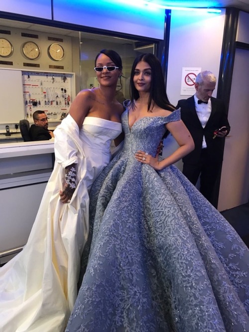 cuntqueen:rihanna-infinity:May 19: Rihanna and Aishwarya Rai Bachchan at the Cannes Film Festival at