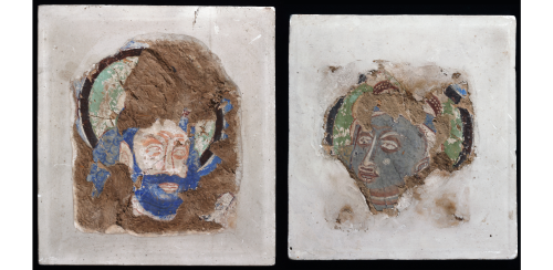 Two fragments of murals Central Asia, 6th-7th century These two fragments come from the largest moun