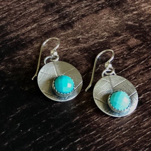 Handmade sterling silver and turquoise earrings Marj Moses MoondanceArt Jewelry