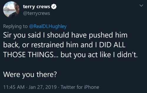 clayinla:  niggazinmoscow:Ameeeeeen! Crews has been nothing but a class act.  This man was in a total position of power over Crews and he did it in a public event where Crews would likely have been blamed if he physically retaliated. Please imagine the