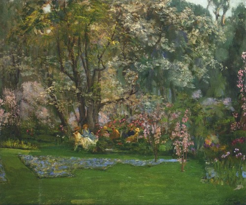 Spring in a Riviera Garden   -   Sir John LaveryIrish, 1856–1941 Oil on canvas ,16 x 13&quot;