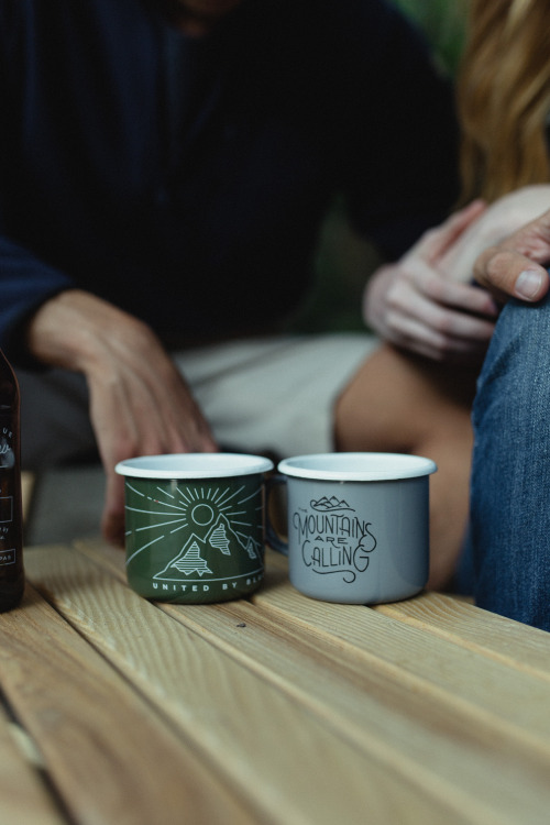 unitedbyblue: Grab a cold brew and settle into the last days of Summer. Brand new enamel mugs have 