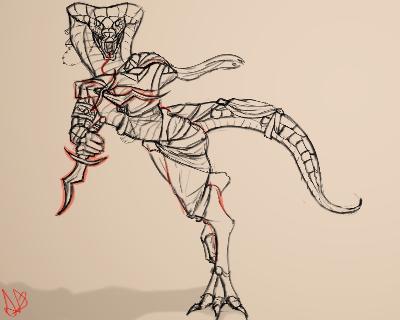 suramarelf: How to draw snek??? A king cobra assassin sethrak lady C:  **Photograph