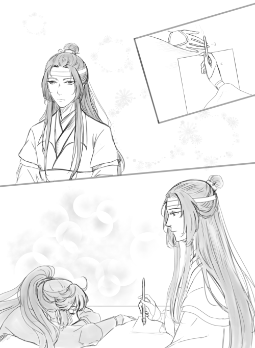 sunflowergalaxy-hide:sketch of Lan Zhan silently falling in love