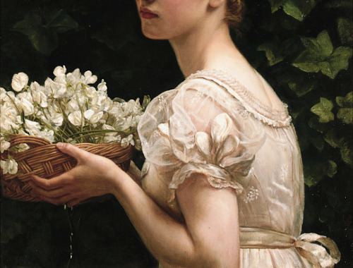 byaseashore:Pea Blossoms (detail) - Edward Poynter, 1890