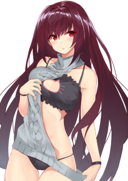 xyzismywaifu:    スカサハ×猫ランジェリー×童貞を殺すセーター [Scathach x Neko Lingerie x Virgin Killer Sweater]  