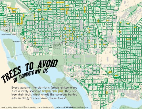 mapsontheweb:  Trees to avoid in Downtown