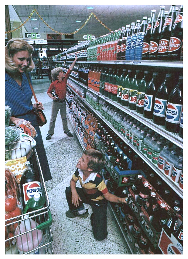 thegikitiki:  Glass Soda Bottles   Family Grocery Shopping, 1983
