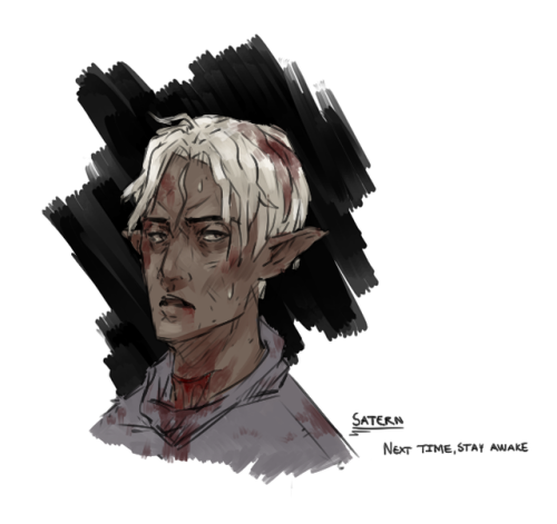 A little sketch of my Satern and his terrible encounter rolls