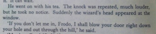 2460onetruepairing:  jcash91:  I laughed so hard at this.  It actually gets funnier if you read this in Sir Ian McKellen’s voice.   “well you didn’t ring” - Frodo 