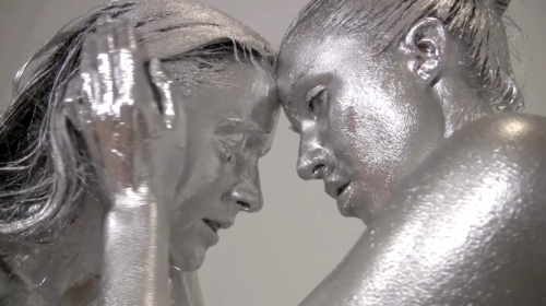 Silver statues making love, in MessyGirl porn pictures