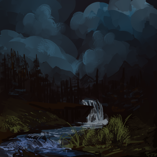 tricotee:  watched some episodes of bob ross and tried to follow along digitally. it was fun! 