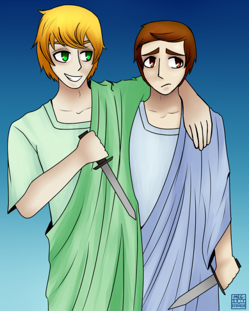 kitkatullus:brutus and cassius about to kill ur boi caesar and save rome