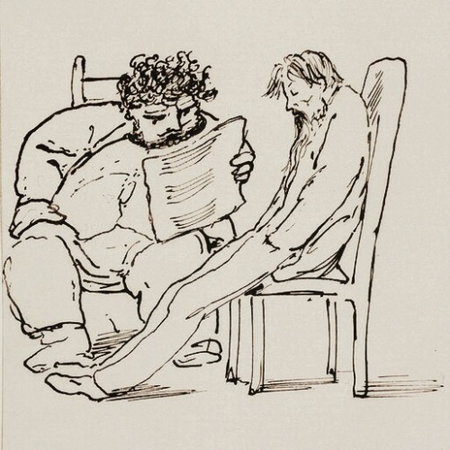 pre-raphaelisme:Pre-Raphaelite Brotherhood » Topsy and Ned (William Morris and Edward Burne-Jones) 