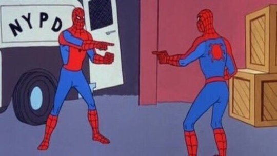 giveshangchihisownshow:  Idea for Spiderman 2:  One of the post-credit scenes is Peter Parker walking around the city. He then runs into Tobey Maguire and Andrew Garfield and all three of them recreate this meme.  