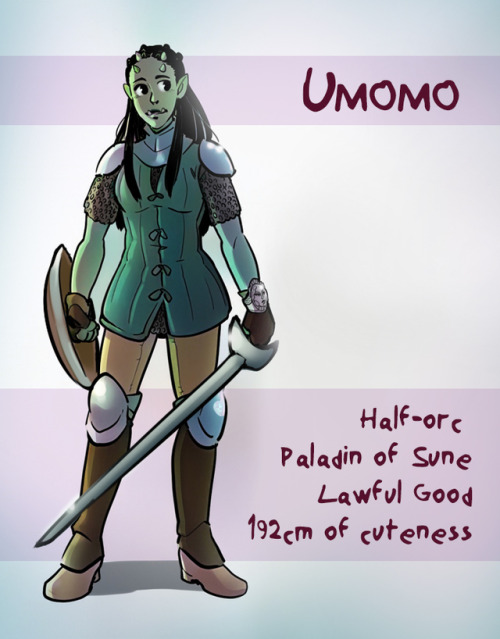 barely-surviving-idiots:Born in a small village from an innkeeper and an orc mercenary, Umomo disc