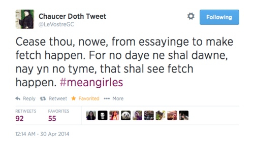 catie-does-things:Reasons you should follow Geoffry Chaucer on Twitter.