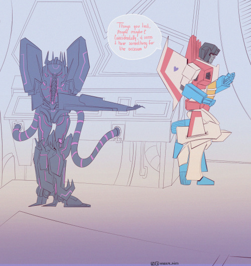 mostly-him: G1Starscream lost in TFP universe.Third part: Starscream meets Soundwave.