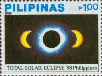 a 1988 Filipino stamp released to commemorate the total solar eclipse that occurred on March 18, 198