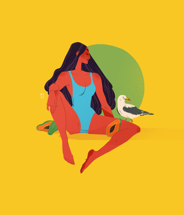My Summertime Fruit Girls Series. “Papaya”, “Cantaloupe”, “Blood Orange”, and “Dragonfruit”. Find prints and more.