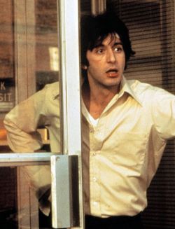 thepastiswonderful:  Dog Day Afternoon (1975)(Um Dia de Cão)Director: Sidney Lumet ”Sonny: Kiss me.Det. Sgt. Eugene Moretti: What?Sonny: Kiss me. When I’m being fucked, I like to get kissed a lot.”