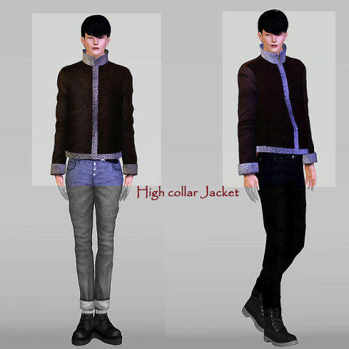 littlemsim:  【LittleM】High collar Jacket  ├Male (YA/Adult) ├Two recolorable channels »Download«  ├Do