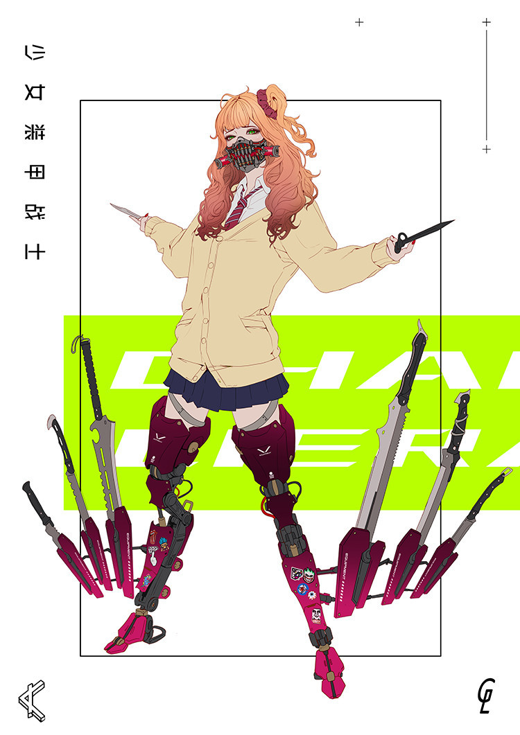 astromech-punk:  Cyberpunk Schoolgirls by Gharliera
