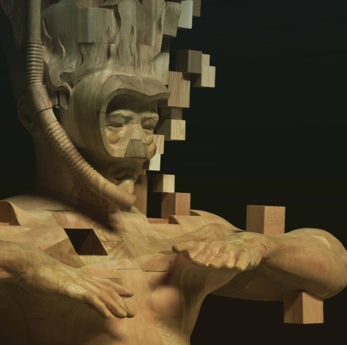 Digitally-inspired wood sculptures by Han Hsu-Tung Follow CrossConnectMag for more 