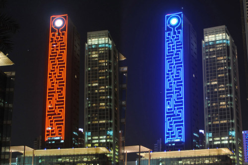 sixpenceee:  This is the   Rostamani Maze Tower. It is the world’s tallest vertical maze and is located in Dubai.  Where do I hit “start@?