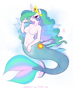 onnanoko-mlp:  Mermaid Princess Celestia commission  Bwuh&hellip;. o////o Dat Merlestia~