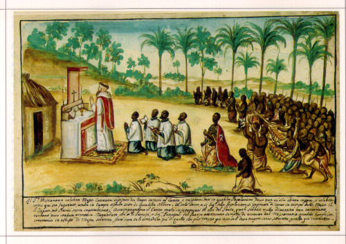 Capuchin missionary celebrates mass in the Kingdom of Kongo, 1740s.