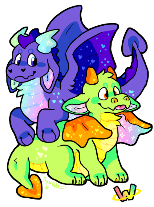 raystarkitty:A couple of Webkinz Dwagons!!!I got a Citrus Dragon and named him sprite…. Also a Stormy Dragon for @kingas