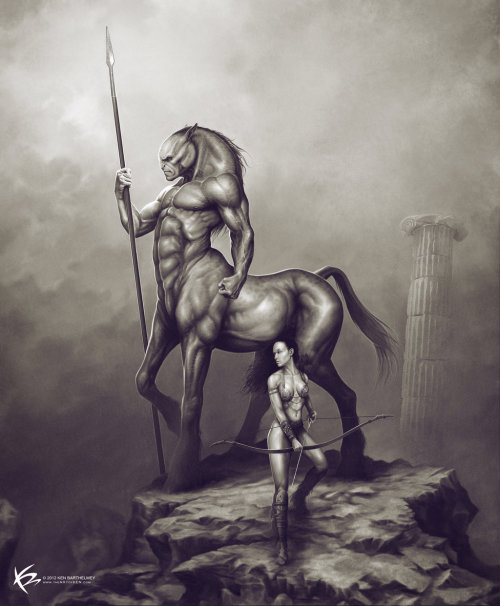 "Centaur With Warrior-Princess" By Ken Bathelmey