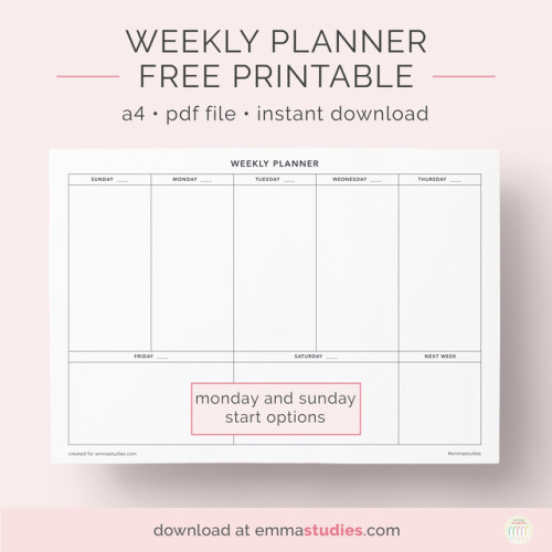 emmastudies: Undated Weekly Planner Free PrintableA simple printable for planning your weekly tasks!