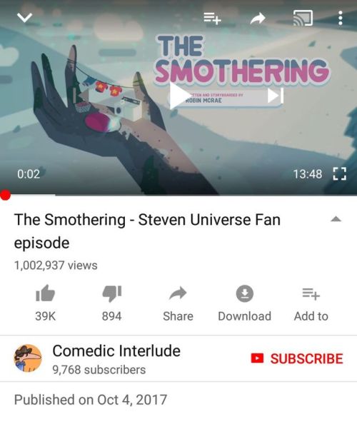 the-smothering: The Smothering hits a Million views! Thank you all. 