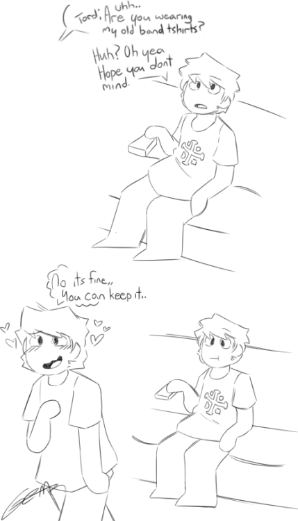 When your bf steals your old band t-shirts. I remembered a headcanon someone sent me and I stil