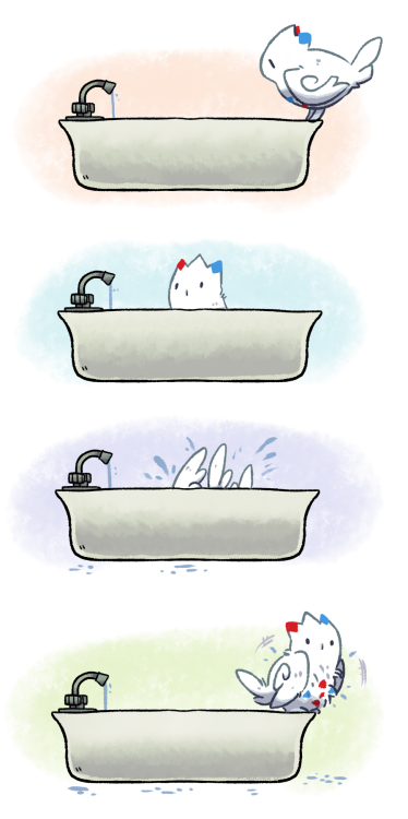 miniusingcrayons:Bathing togekiss (I bet it’s trainer would see this mess…)