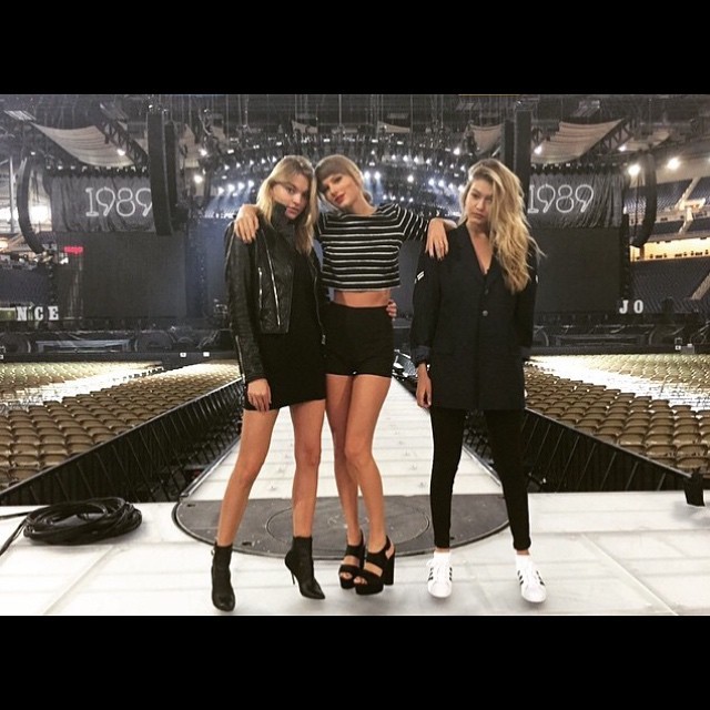 taylorswift:  Detroit, look who tagged along!!  @gigihadid @marhunt  #1989TourDetroit