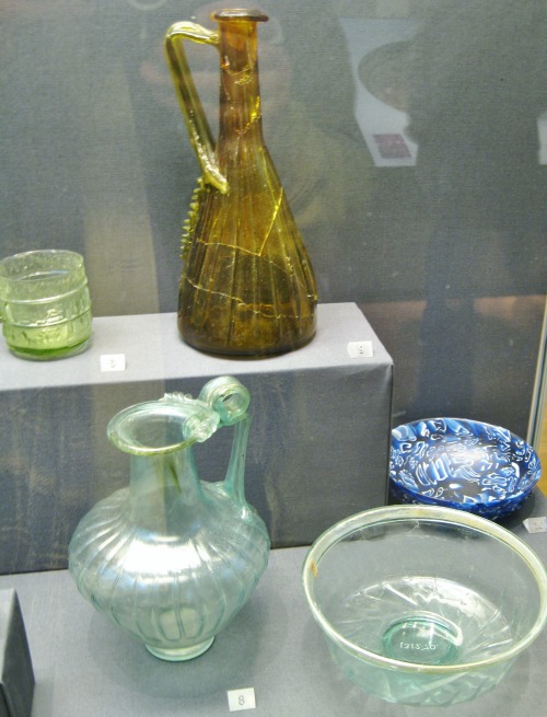 clioancientart:Roman blown glass and mold made glass vessels of the 1st through 3rd Century AD. Earl