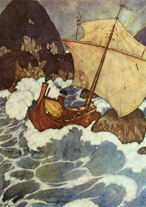 edmund-dulac: The Arabian Nights: The ship struck upon a rock, Edmund Dulacwww.wikiart.org/e