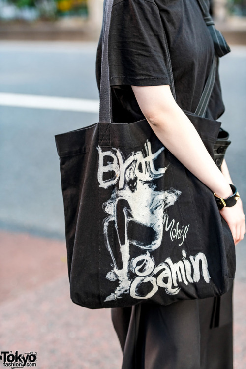 Tokyo fashion student Lois wearing a minimalist Japanese street style with items by Yohji Yamamoto, 