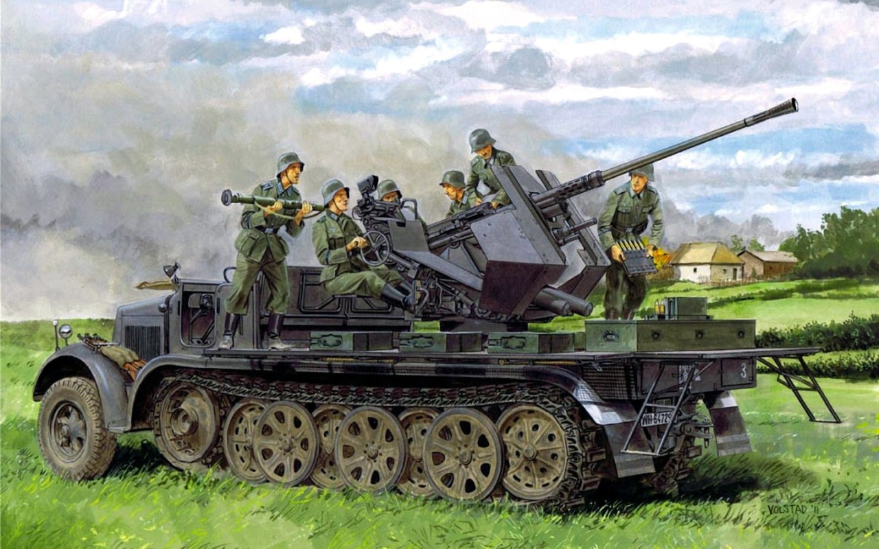 1942 SdKfz 7_2 3.7cm FlaK 36 Grossdeutschland - Ron Volstad - box art Dragon