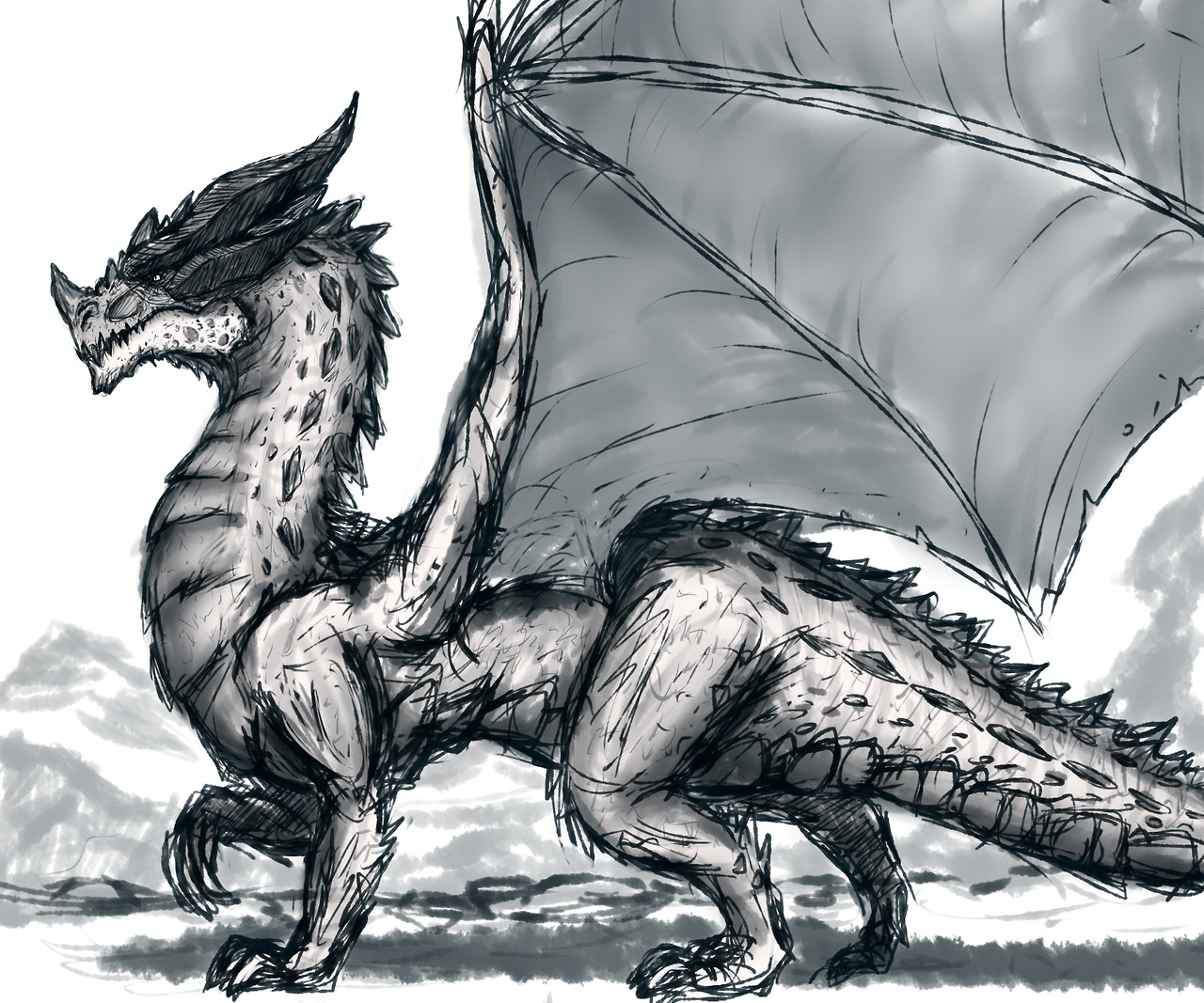 western dragon drawing