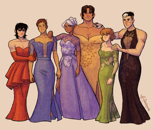 pentapoda: Red carpet Voltron. I wanted to draw the dresses in my fashion tag, so… I did. (x)