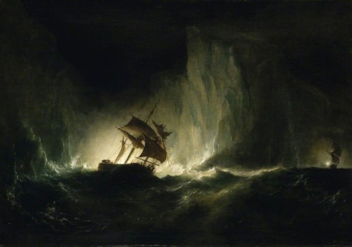 ltwilliammowett:HMS ‘Erebus’ Passing Through the Chain of Bergs, 1860 by Richard Brydges