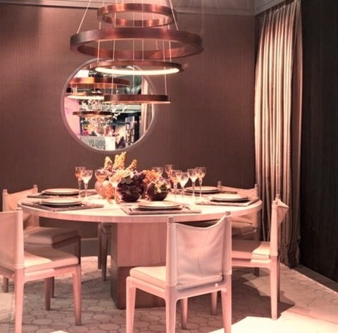 Enclosed Dining Room New YorkExample Of A Mid-sized Transitional Limestone Floor Enclosed Dining Room