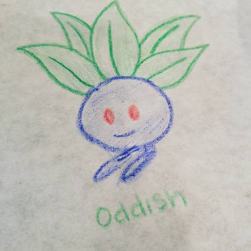 Some table art I did. ❤ #oddish #Pokemon #crayola