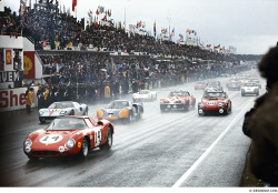 Broooom-Images-Of-Mobility:  Le Mans 1968 The Start.  The Ferrari 250 Lm #5893 Of