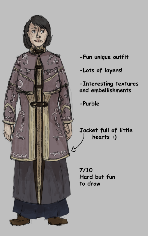 Drawing of Lara from pathologic classic, alongside text (transcribed below image)