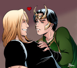 studiokawaii:  Happy Thorsday! Quick comic book style practice! Coming out from an artist block. This time, Agent of Asgard! Loki teasing (or trolling) his brother a bit :p